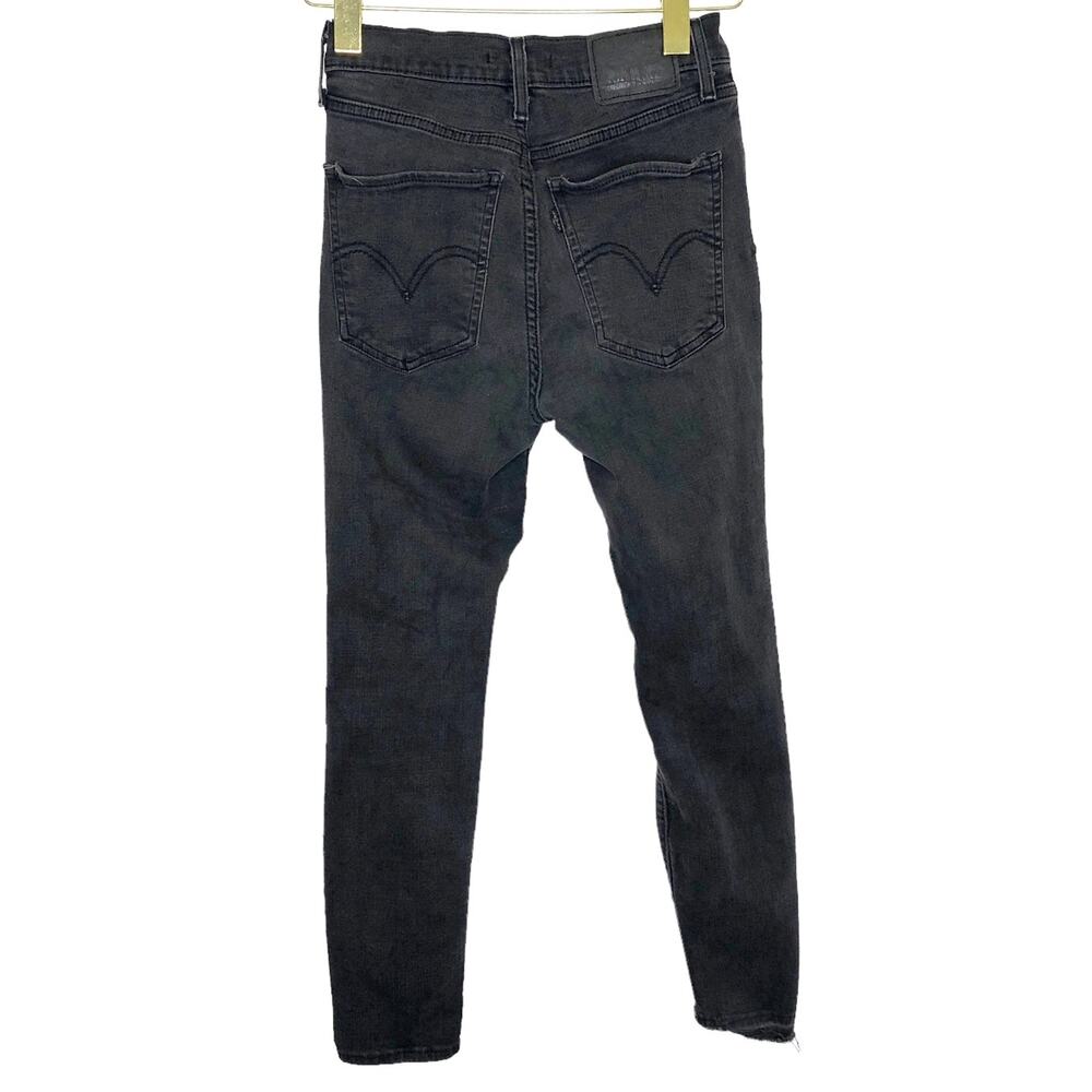 Levi's Black Mile High Super Skinny Thrashed Ankle Jeans Womens Sz 27 - Picture 3 of 8
